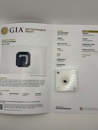 Gia certified 94ct heat - 1.94ct,